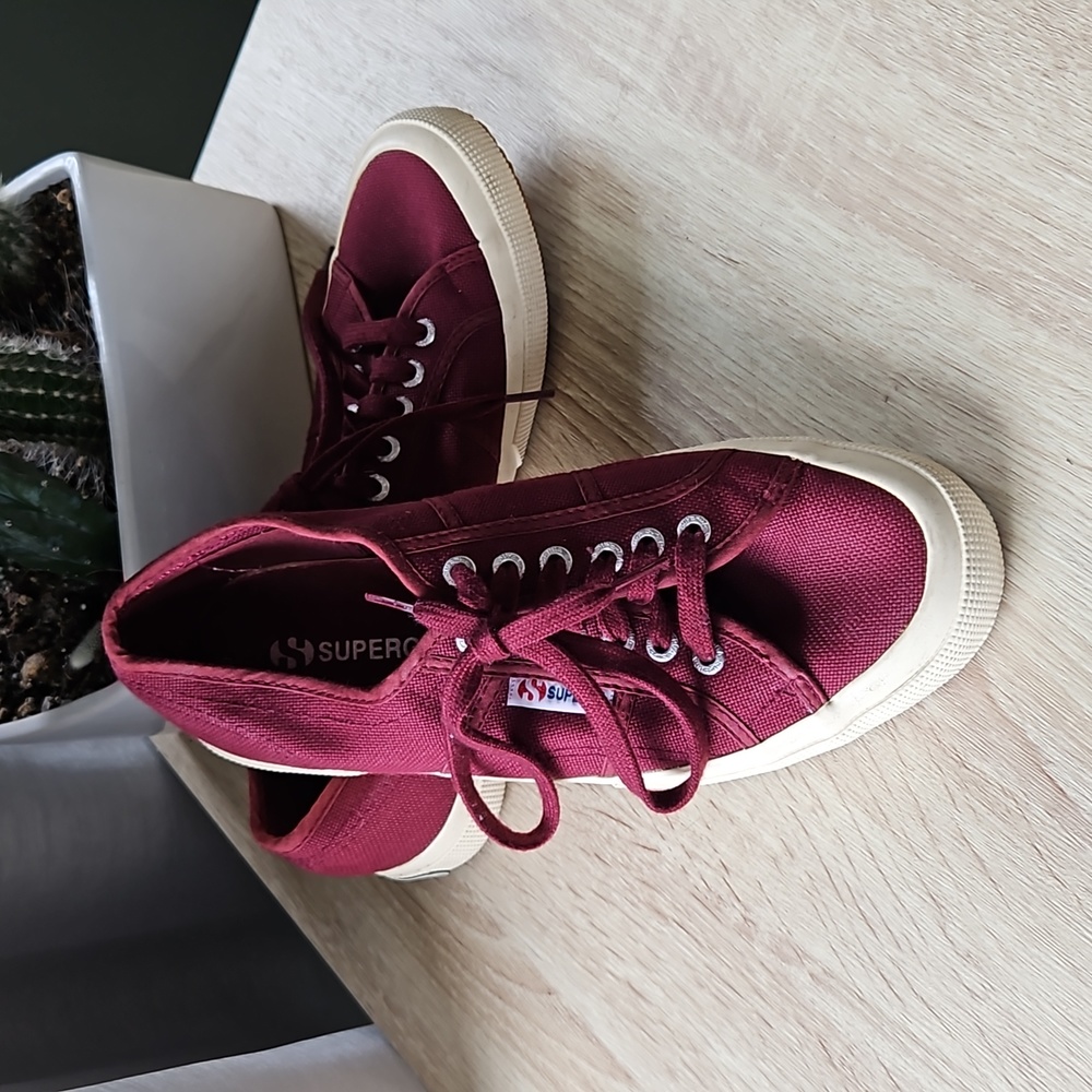 Superga Burgundy Canvas Low-Top Sneakers